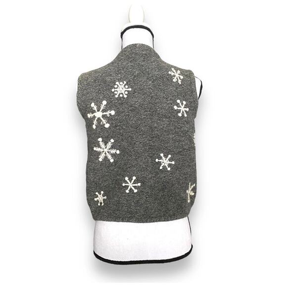 Vntg Cabela's Wool Snowflake Sweater Vest Sz S Grey Sleeveless Zip Up Novelty - Picture 8 of 12